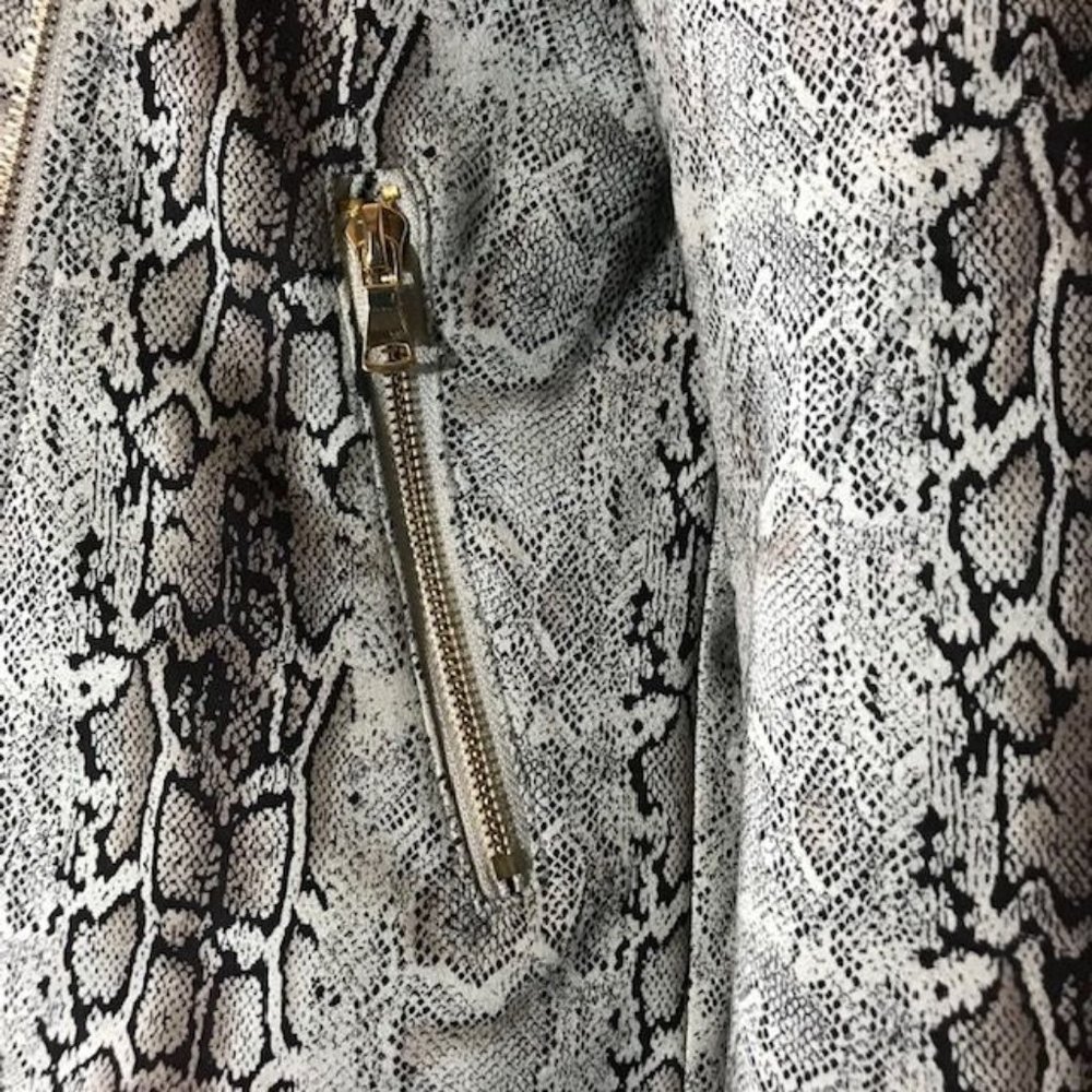 Stone Skinny Python Zip Sleeve Moto Jacket - Picture 13 of 16